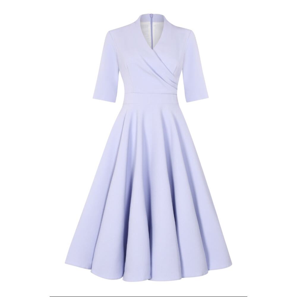 The Pretty Dress Company Leyla Midi Dress Lilac UK Made Swing Size 8